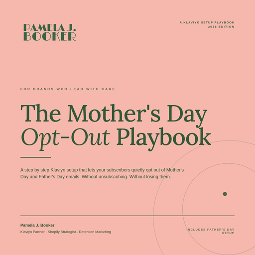 Mother's Day Opt-Out Playbook for Klaviyo and Shopify brands, by Pamela J. Booker.